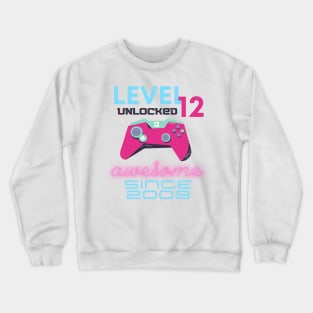 Level 12 Unlocked Awesome 2009 Video Gamer Crewneck Sweatshirt